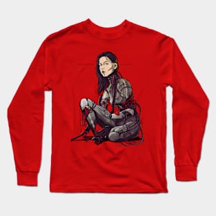 Cyborg girl, beautiful cyberpunk Long Sleeve T-Shirt